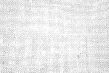 White color fabric canvas woven texture background in pattern light blank. Natural gauze linen, carpet wool and cotton cloth textile textured as clean empty for decoration text. Grey sack material.