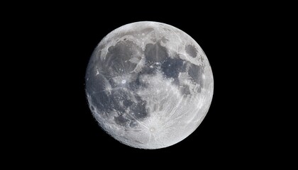 Fototapeta premium glowing full moon with detailed textured surface isolated on transparent background