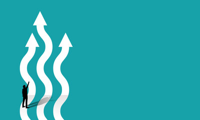 Business arrows, choosing the right direction. a business concept leading to success. The vision of financial growth. Vector illustration