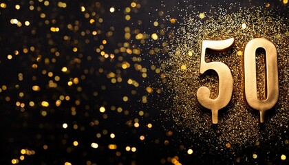 gold black glitter birthday party invite or 50th anniversary background