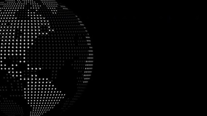 4k of white rotating technology globe with dots map animation