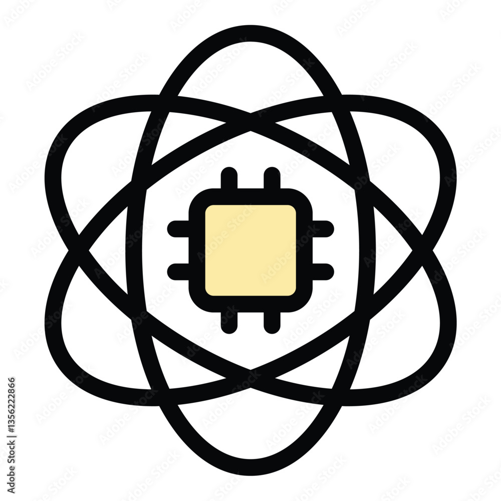 Poster artificial intelligence icon flat line style illustration representing ai technology, automation, an