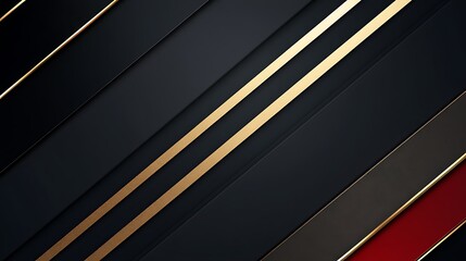 Abstract dark background with gold and red stripes.