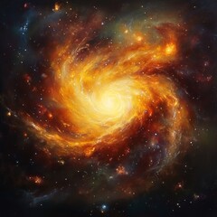 surreal abstraction of a glowing galaxy with swirling stars and vibrant nebulas, ethereal and expansive atmosphere, dynamic composition