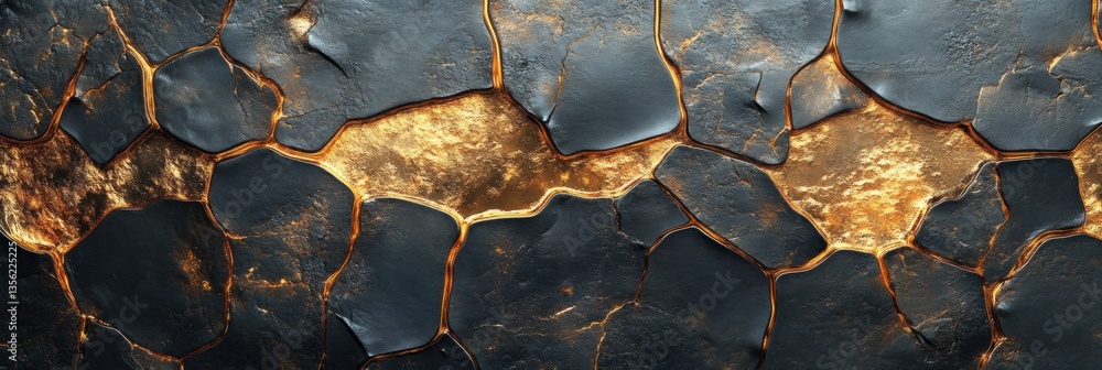 Poster abstract surface texture with cracked patterns and golden highlights on dark background ideal for ar