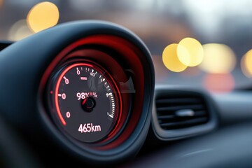 Car dashboard gauge shows 98%