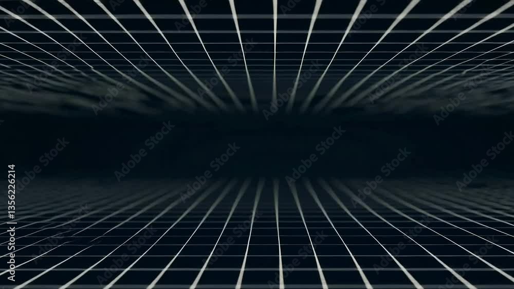Poster futuristic grid pattern expanding in dynamic motion for scifi concept design