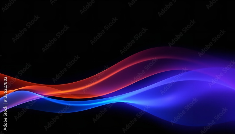 Poster energetic flow of red and blue light dancing across a dark canvas, creating a vibrant, dynamic visua
