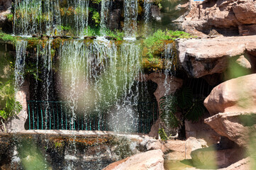 Majestic waterfall cascading over rocky landscape in Morocco's natural beauty