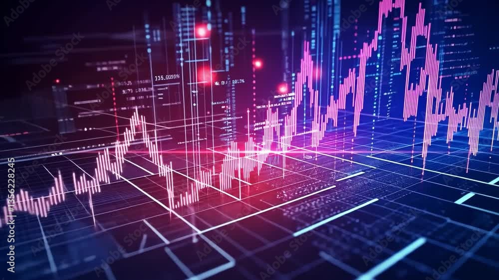 Aufkleber market dynamics visualization: an abstract digital rendering of financial data, capturing the volati