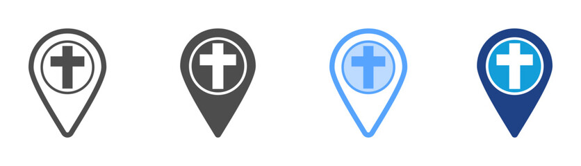 Obraz premium Church Location Icon Set Multiple Style Collection