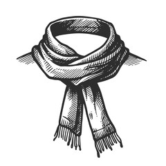 Sketch of a scarf with copy space, black and white