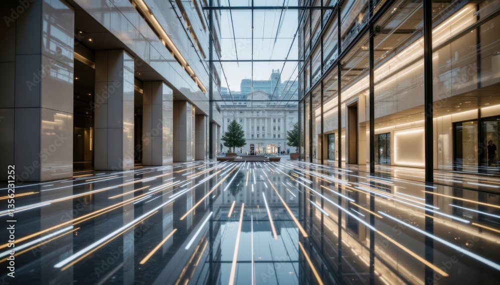 Aufkleber environmental context visualize the lines in a setting, such as a modern architectural space with re