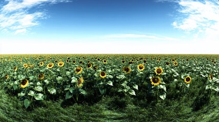 Sunny Sunflower Field 360 Panorama