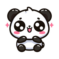 Fototapeta premium Kawaii Panda Cartoon, black and white, cute bear character