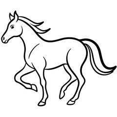 Obraz premium Racing Horse silhouette vector black outline, white background