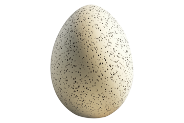 Speckled egg with natural pattern and smooth surface, isolated on white transparent background. Concept of nature, wildlife, and reproduction