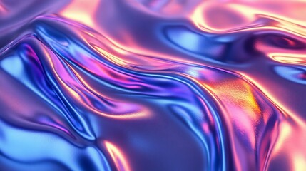 Obraz premium Iridescent Flowing Metal Texture Abstract Visual Art Background Design