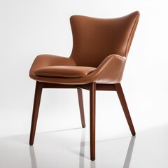 Fototapeta premium Silla moderna con un diseño elegante ligeramente inclinado con un toque de estilo escandinavo en un espacio neutro en tono claro