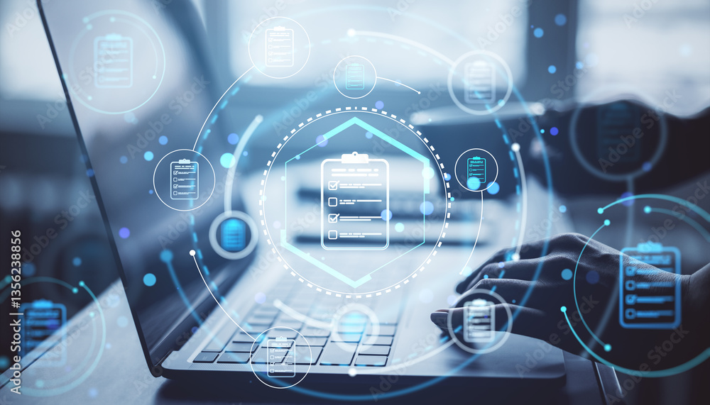 Poster Digital document management system with holographic interface.