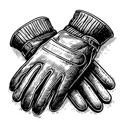Sketch of a gloves, black and white 