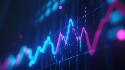 Naklejka premium Financial Stock Market Graph with Neon Colors