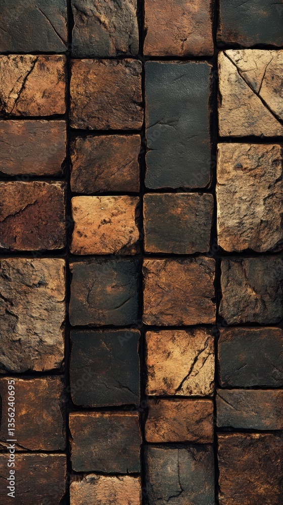 Poster rustic and textured natural stone paving pattern for unique outdoor spaces and home design projects