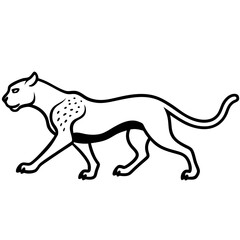 Fototapeta premium Running Cheetah silhouette vector black outline, white background