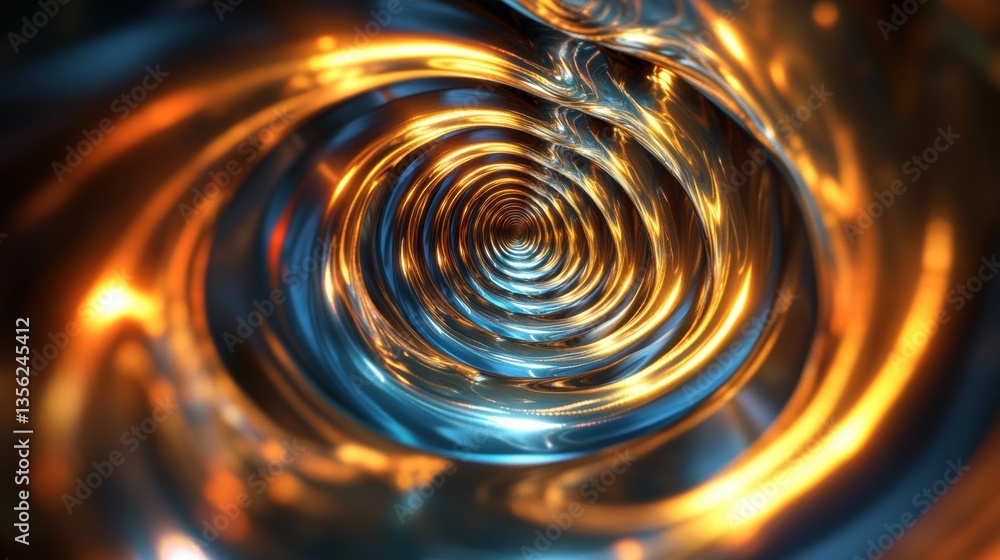 Poster abstract spiral tunnel with glowing light and vibrant colors, showcasing a mesmerizing illusion of d
