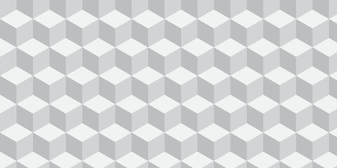 Abstract white and gray cubic futuristic background texture geometric seamless pattern. Cube triangle business concept.	Vector blocks polygon shape pattern.