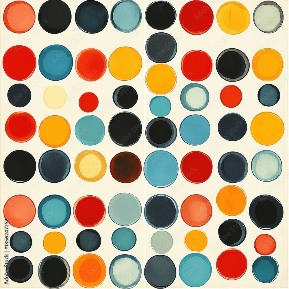 Poster colorful abstract circles on white background featuring vibrant hues and diverse patterns for artist
