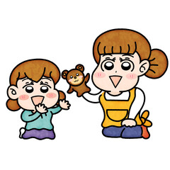 保育士と一緒にお遊戯遊び