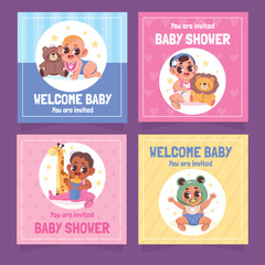 Cute babies Cards Square