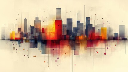 Obraz premium Abstract Contemporary Minimalist Cityscape in Bold Gradients