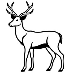 Obraz premium running Deer silhouette vector black outline, white background
