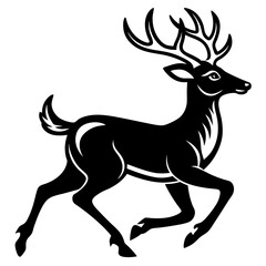 Fototapeta premium running Deer silhouette vector black outline, white background