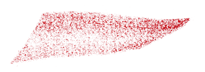 Separate red crayon brush strokes on transparent background