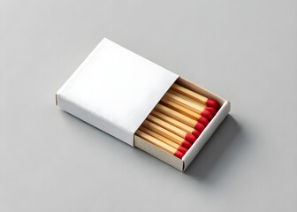 "Realistic Mockup of Open Matchbox with Wooden Matches and Red Tips: Ideal for Product Design and Branding"