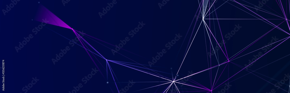 Leinwandbilder Abstract digital communication points. Technological background. Network connection structure. Color plexus effect. 3D