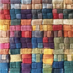 Colorful textile pattern with intricate weaving showcasing various hues and textures, perfect for designs, crafts, and artistic inspirations