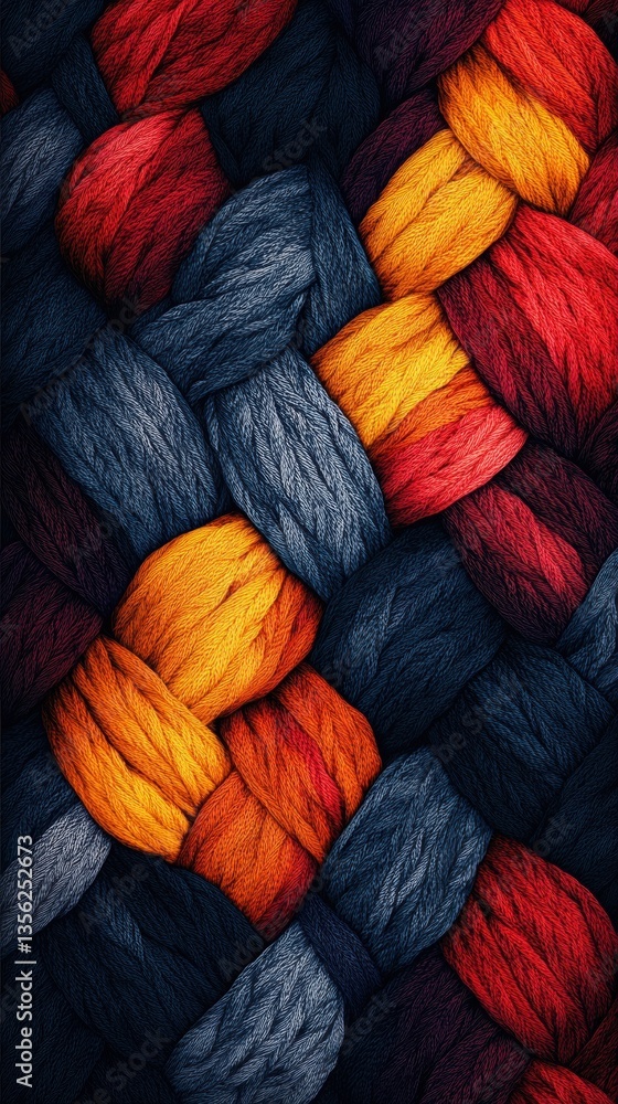 Poster vibrant texture of interwoven colorful threads in multiple shades for creative design projects and a