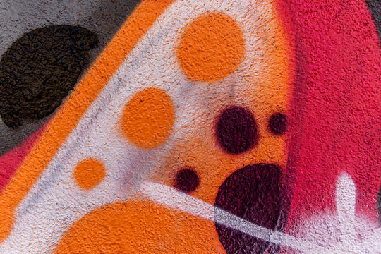 Fototapeta beautiful wallpaper of street wall graffiti painting of aerosol urban art. Colorful city background of spray graffiti drawing in modern culture style