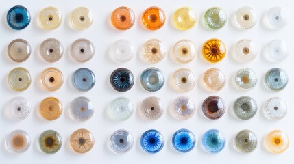 Innovative Pastel Contact Lens Designs on White Background
