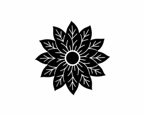 creative details Sunflower with Leaves Icon vector illustration