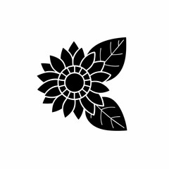 creative details Sunflower with Leaves Icon vector illustration