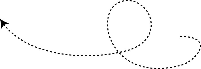 Hand drawn dashed arrows set. Direction, way, pointer