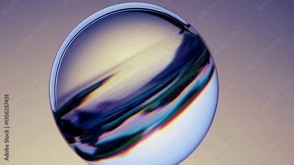 Poster abstract spherical reflection and light movement in artistic transformation