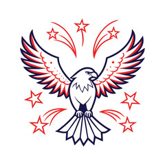 Obraz premium eagle with wings with stars in the background