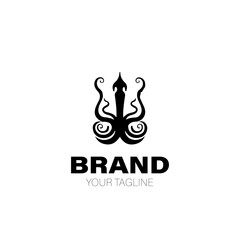 Kraken Logo. Kraken Logo Design. Kraken Logo Brand. Kraken Logo Vector Design Isolated on White Background