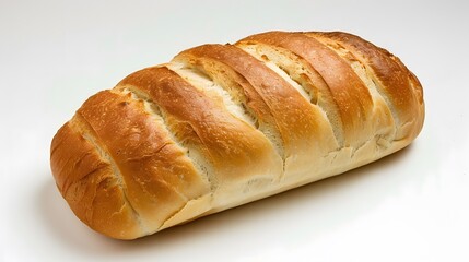 Freshly Baked Sliced Bread Loaf on White Background

